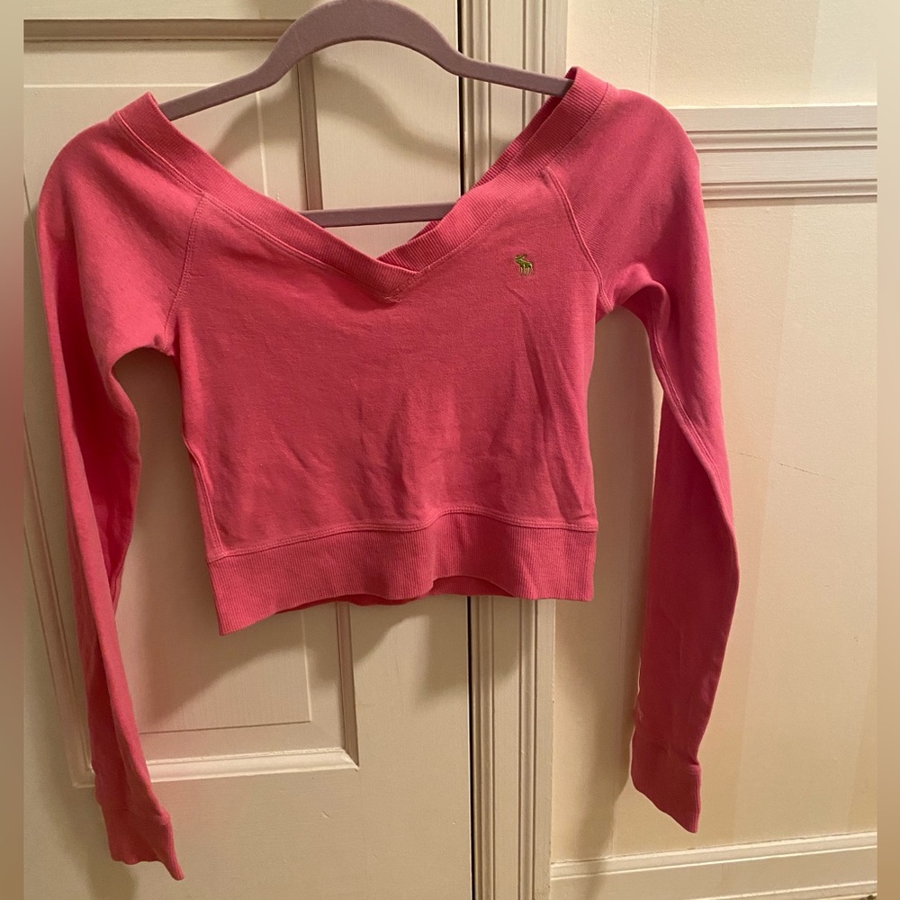 Abercrombie Pink Long Sleeve Crop Top Size Small